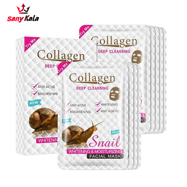 ماسک ورقه ای جوانساز و کلاژن ساز صورت حلزون Snail Collagen - بسته 10 عددی